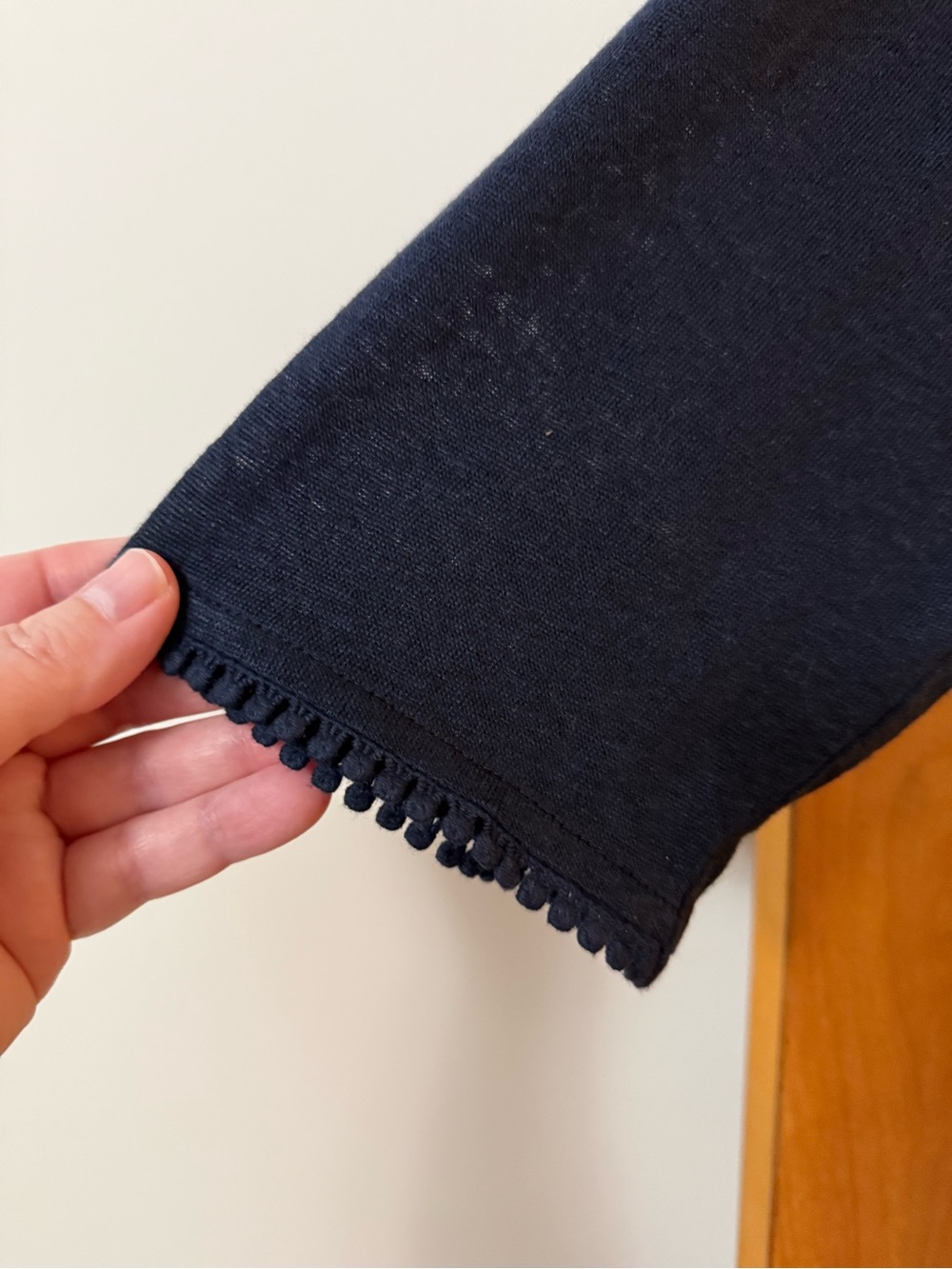 J. Jill Love Linen Navy Blue Crew Neck Top Shirt Decorative Trim NWT Size XL - Picture 3 of 9